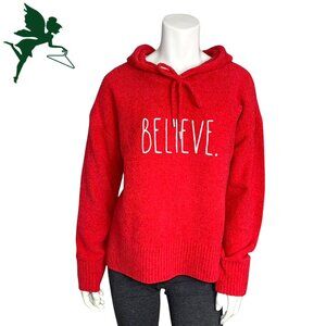 NWT RAE DUNN Chenille "Believe" Hooded Sweater